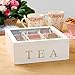 Bamboo Tea Box with Lid,9-Compartment Tea Storage Chests Wooden Jewellery Storage Box Small Kitchen Items Organiser Coffee Tea Bag Storage Holder for Kitchen Cabinets