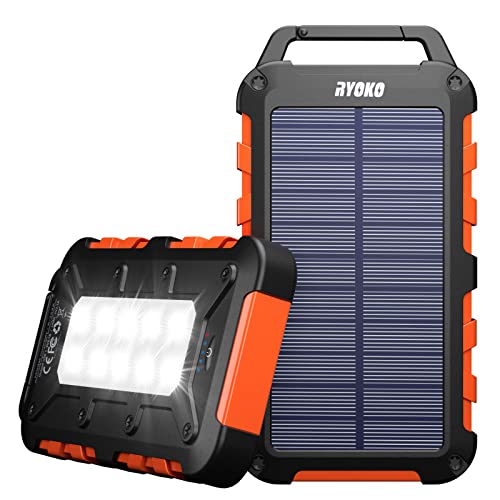 Ryoko-Solar-Charger-Power-Bank-20000mAh-Solar-Phone-Charger-with-Dual-USB-5V-Output-10-LED-Flashlights-Waterproof-Outdoor-Battery-Pack-for-iPhone-Samsung-Tablet
