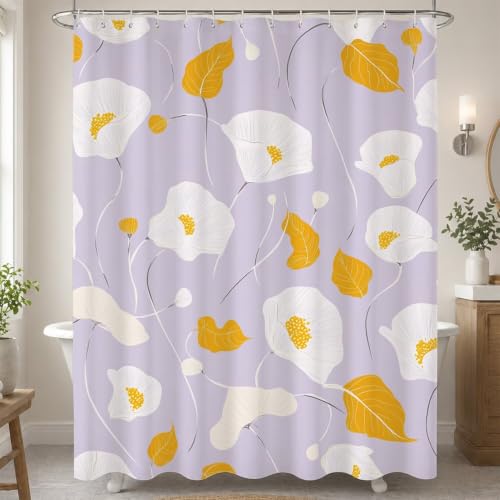 Rideau douche en polyester avec ourlet lesté stable et 12 crochets