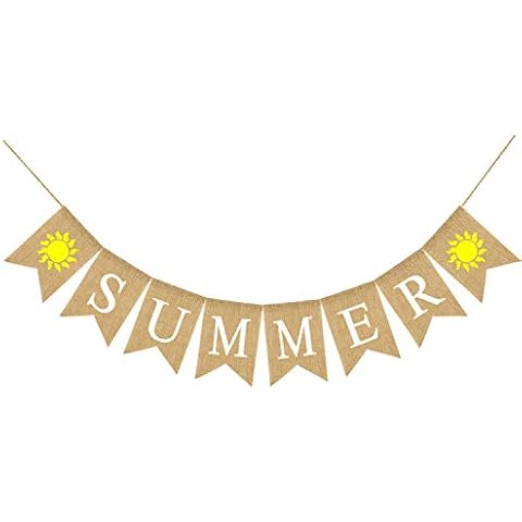 Jute Burlap Summer Banner Summer Party Mantel Fireplace Decoration (Sun) Cover