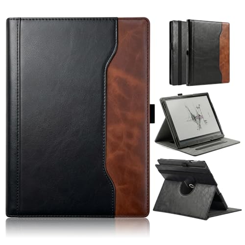 DINGGUAGUA Case for 10.3 Boox Note Air 5 C (2025)/ Note Air4 C/Note Air3 C/ Air3 B/W 360 Degree Rotating Stand Cover with Pen Holder/Hand Strap Stand Cover Auto Sleep/Wake Black&Brown