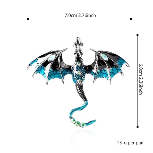 Image of Vintage Punk Dragon Animal Brooch - Domineering Flying Dragon Personality Clothing Accessories for Men and Women