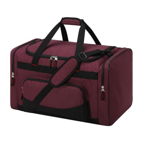 Image of 55L Gym Bag Sport Duffle Bag for Men, Maroon | Spacious, Multi Pockets, 22 inch, Weekender, Travel