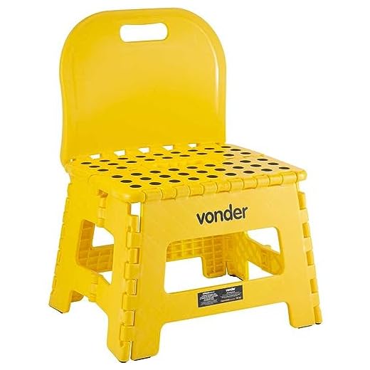Vonder Banqueta Plástica Dobrável Amarela Altura 220 Mm Com Encosto