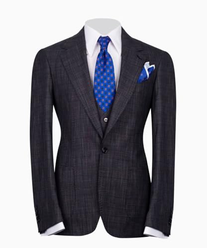 3 Pcs Men's Suit Plaid One Button Slim Check Blazer Business Jacket Vest Pants Tuxedo Set for Wedding Party Prom