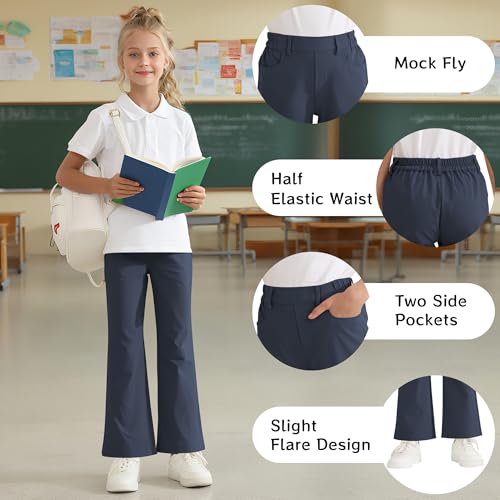 Image of Girls Flare Dress Pants, Bootcut School Uniform Slacks Size 6-15 Years