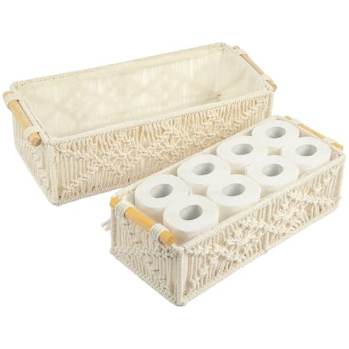 GREENSAPPIRE Wicker Baskets for Toiletries Woven Bathroom Storage Baskets with Fabric Lining Natural Seagrass Organiser for Bathroom Bedroom & Kitchen Decorative & Space Saving (White, 4 PCS)