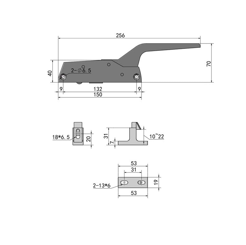 Manija de Puerta de aleación de Zinc Industrial for Equipos de Almacenamiento en frío, hornos y Cajas de Prueba: Cerradura Manual mecánica con Altura Ajustable y Apertura Lateral Doble