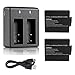 VVHOOY 2 PCS 900mah Rechargeable Battery and Rapid Dual Charger for Action Camera (style 1)