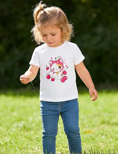 Image of Toddler Girls Clothes T-Shirt Short Sleeve Graphic Tee Cartoon Dinosaur 2-6T Girl Shirt Summer