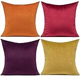 Sunny Your Day 18x18 Pillow Cover Set of 4 Soft Gem Tone Velvet Decorative Pillow Covers, Make Colorful Throw Pillows for Bedroom Christmas Couch Cushion Living Room, No Insert (18x18 inch) Sunny Your Day 18x18 Pillow Cover Set of 4 Soft Gem Tone Velvet Decorative Pillow Covers, Make Colorful Throw Pillows for Bedroom Christmas Couch Cushion Living Room, No Insert (18x18 inch)