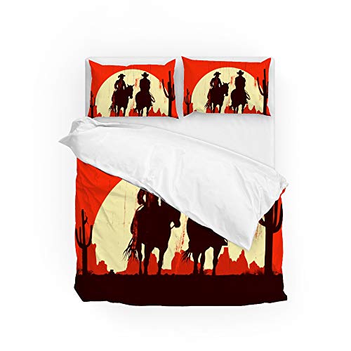 Linge de lit chevaux en microfibre de polyester thermorégulatrice pour lit 3 pièces