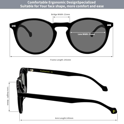 FreeFineTech Polarized Sunglasses UV400 Protection Acetate Frame Metal Vintage Round Sunglasses for Men and Women2