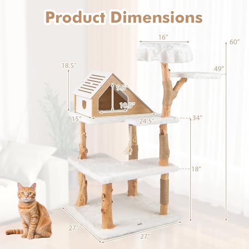 Árbol para Gatos de Madera Maciza Tangkula 60 pulgadas miniatura 4