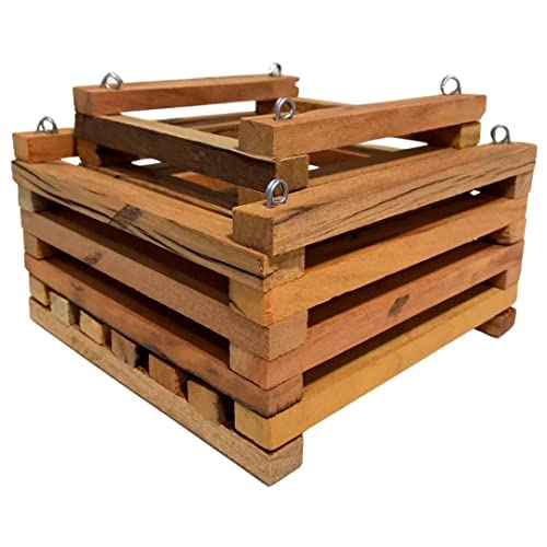 Kit 2 Vasos Cachepot De Madeira Quadrado Para Orquídeas