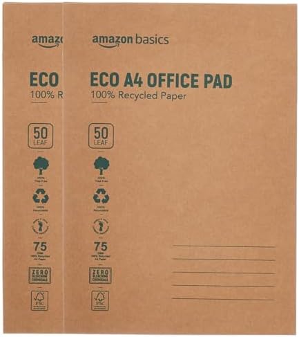 amazon basics Eco-Friendly A4 Notepad. Pack of 2, 50 Sheets Each