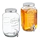 Relaxdays Getränkespender 2er Set, Limobehälter 3,5L, Zapfhahn und Deckel, Wasserspender, Glas & Kunststoff transparent