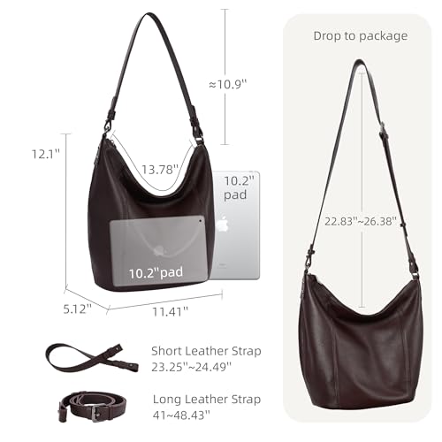 Image of Iswee Soft Leather Hobo Shoulder Crossbody Handbag Purse for Women Tote | Slouchy Bag Large Capacity Casual Travel Pocketbook Designer Daily Work Bag