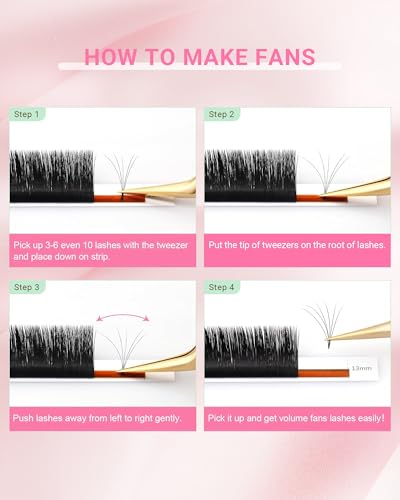 NAGARAKU Easy Fan Cils 2 Layers 2~20D Automatique Bouquet Extension de Cils Russe Volume Technique Blooming Clump Auto-Éventail Doux Naturel Auto Self Fanning Fluffy Eyelash Noir (0.05 C 8-15mm） – vue 7