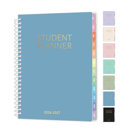 Student Planner 2026-2027, SUNEE Academic Weekly & Monthly Plan Book, Jul. 2026 - Jun. 2027, 6.5"×8.3" Middle & High School Planner, Lesson Plan Book with Week's Goals, Bookmark, Monthly Tabs, Blue