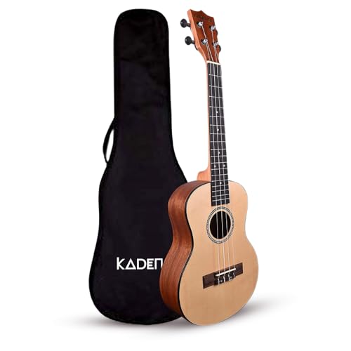 Kadence Concert Ukulele - Spruce Top Wooden Ukulele for Beginners (Acoustic, Beige) - Ukulele for Adults, Kids, Players or Professionals - Concert Ukuleles with Bag