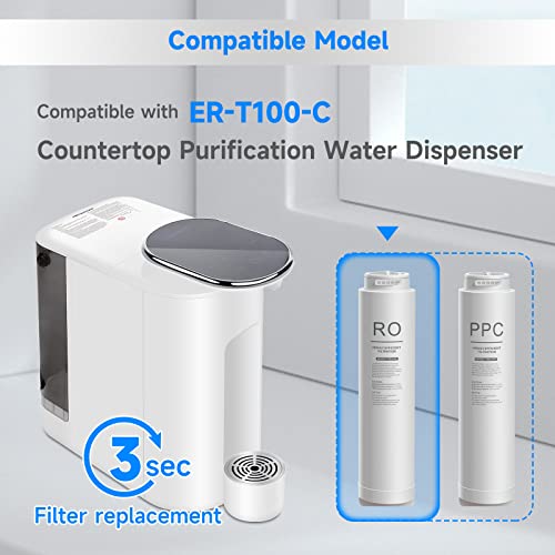 Pureplus Cro-Ro Filter, Replacement For Er-T100-C Countertop Reverse Osmosis System, 2Nd Stage, Reduces Heavy Metals Such As Lead, Mercury, Cadmium, Arsenic, 1Pack #TOP3