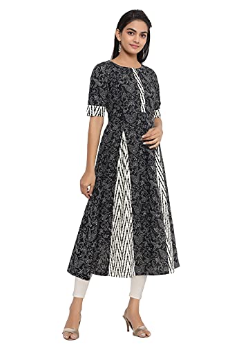 Image of COTLAND Fashions Jaipuri Cotton A-Line Anarkali /Flared Printed Kurti for Women