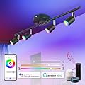 CANEOE Smart 4-Light Black Led Track Lighting Fixtures,16 Million RGB Color Changing Ceiling Track Light Work with Alexa/Google Home/App, Ceiling Spotlight for Kitchen, Living Room, Bedroom, Bar