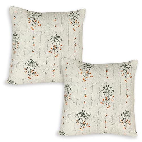 Image of HOKIPO Printed Cushion Cover 16x16 in, Light Green Ash Gypsy Flower