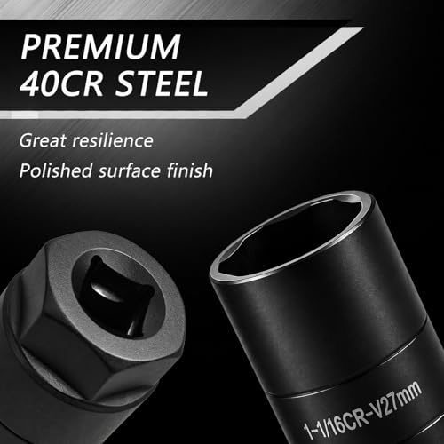 Image of Salior Oil Pressure Sensor Socket with 1 /2 inch Drive Port, Heavy Duty 27mm Sockets for Removal Oil Pressure Sending Unit, Professional Oils Pressures Switch Socket Automotive Tools (Black)
