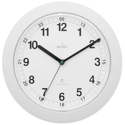 Acctim Milan Wall Clock Radio Controlled 12/24 Hour Dial 25cm White 93/723RC