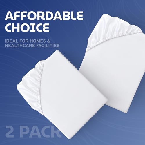 Image of White Classic Fitted Hospital Bed Sheets Set, Soft Jersey Knitted T-Shirt Quality [2 Pack]