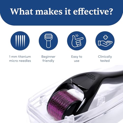 Image of 1 mm Derma Roller | With 540 Titanium Alloy Needles | Promotes Beard & Hair Growth & Reduces Acne Scars | Safe & Effective to Use
