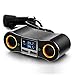 MASO Multiprise USB Rallonge Allume Cigare 12V et 24V Adaptateur Chargeur Voiture Camion Bateau avec Double Prises Allumes-Cigare, 2 Ports USB, Interrupteur, Affichage LED Voltmètre