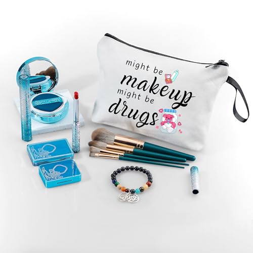 ARIOSEY Funny Gifts for Women Friend,Medicine Bag,Might Be Makeup Might Be Drugs,Makeup Cosmetic Bags for Women,Medicine Bag for Traveling,Womens Christmas Gifts