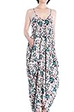 May&Maya Women's Low V-Neck and Low V-Back Maxi Dress (XL, Flower Print)