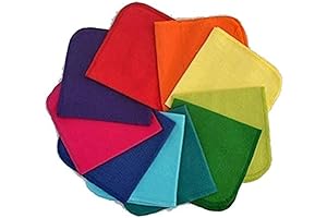 1 Ply Cotton Flannel, 12 x 12 Inches, Set of 10, Rainbow...