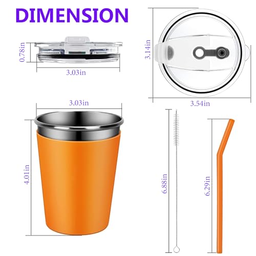 Hikrxya 5 Pack Stainless Steel Cups with Lids and Straws, 12oz Unbreakable Iced Coffee Cup, Kids Tumbler with Straw and Lid - Image 2
