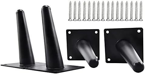 5-Inch Brass Black Furniture Legs, Round Tapered Oblique Metal Table Legs, Brushed Black Metal Home DIY Projects, for Sofa Legs TV Cabinet Legs Chair Legs Table Legs, Pack of 4