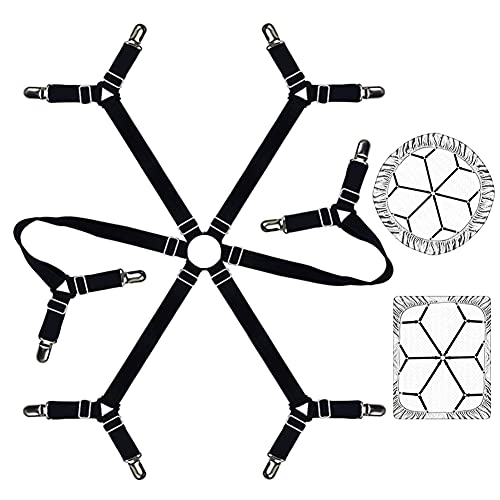 Cooklaza Tendeurs élastiques réglables pour draps de lit, fermetures ajustables pour draps de lit pour matelas ronds et carrés (noir)