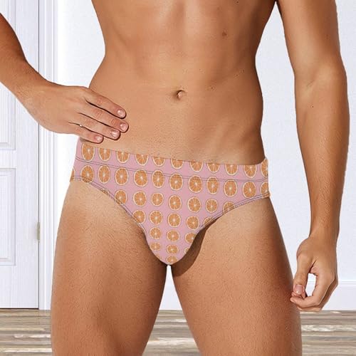 Orange Slices Printed Swim Briefs for Men Sexy Bikini Swimwear Elastic Beach Trunks Bathing Suit2