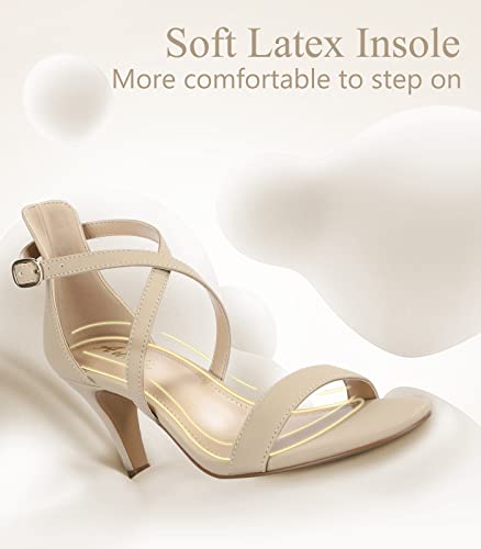 Image of Ankis Nude Gold Black Heels Strappy Heels for Women 3 Inch Stiletto Open Toe Sandals for Wedding Evening Party Homecoming