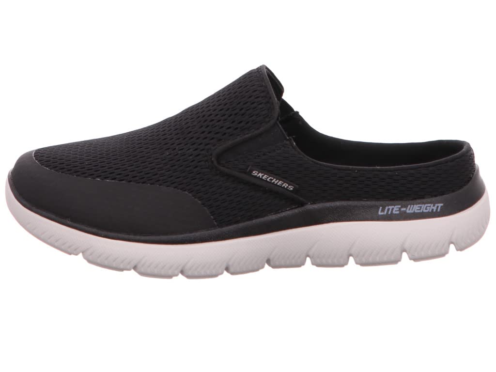 Skechers Zapatillas Vindicator para hombre, negro/blanco, talla 42 | Casual, espuma viscoelástica, lavable a máquina, sin cordones, malla ligera