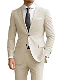 Wangyue Beige Suits for Men 2 Piece Mens Suits Causal Regular Fit Suit Wedding Groomsman