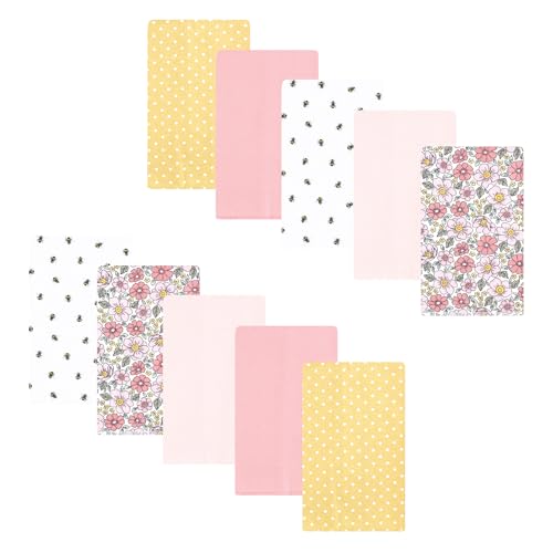 Luvable Friends Hudson Baby Flannel Burp Cloths 10pk, Pink Yellow Floral