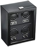 WOLF 270602 Heritage 4 Piece Watch Winder with Cover, Black