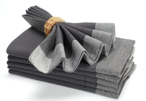 Cloth Napkin In Cotton 20X20 Double Hemstitched Dk Grey ,Wedding Napkins,Cocktails Napkins,Cotton Fabric Napkins Mitered Corners & Generous Hem,Machine Washable Dinner Napkins Hemstitched,Set Of 4 #TOP5