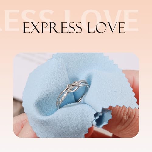 925 Sterling Silver Rings for Women Love Knot Rings Adjustable Open Finger Feather Rings Jewelry Gifts Crossed Rings for Women with Cubic Zirconia - Image 6