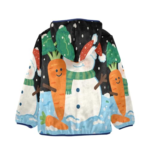 Carrot Snowman Wearing Santa Hat Toddler Fleece Jacket Girl Boys Hooded Fleece Jacket Coat Warm Outwear Zip-up 3-10T2