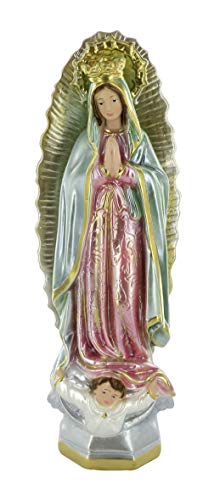 Ferrari & Arrighetti Imagen Virgen de Guadalupe de Yeso Perlado Pintada a Mano - 30 cm